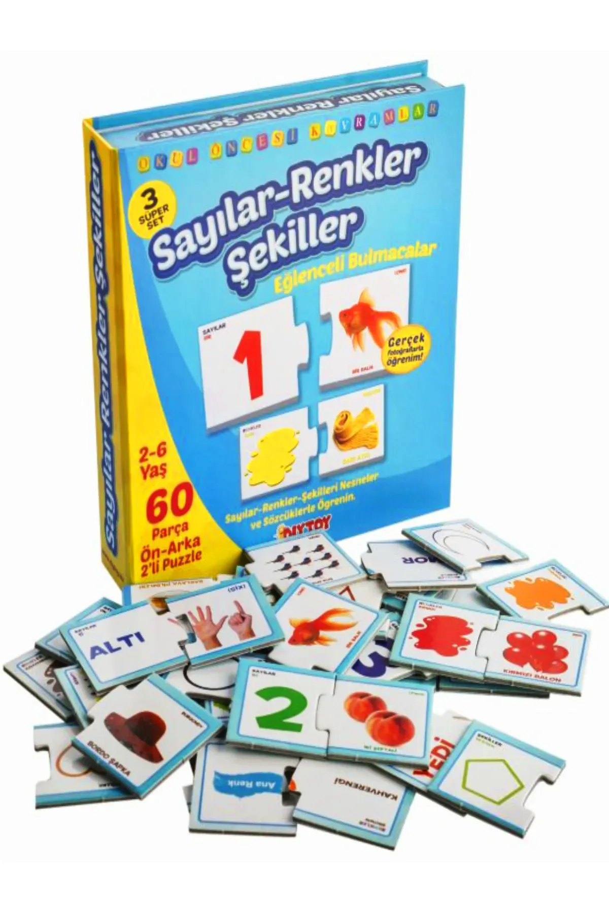 Diytoy Sayılar Renkler Şekiller Eğlenceli Bulmacalar - Eğitici Puzzle 60 Parça