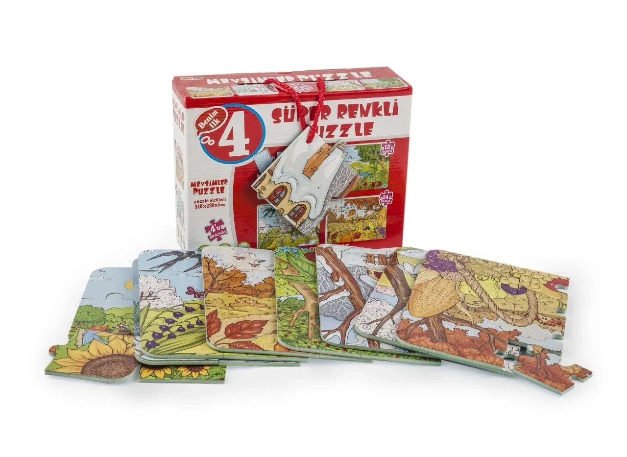 Diytoy Mevsimler Süper Renkli Puzzle 4'ü Bir Kutuda Eva Yapboz
