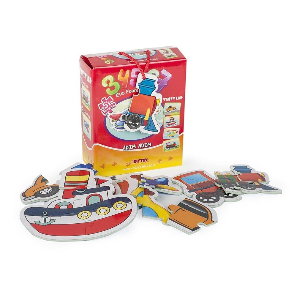 Diytoy Taşıtlar Adım Adım 5'i Bir Kutuda Eva Eğitici Puzzle Yapboz