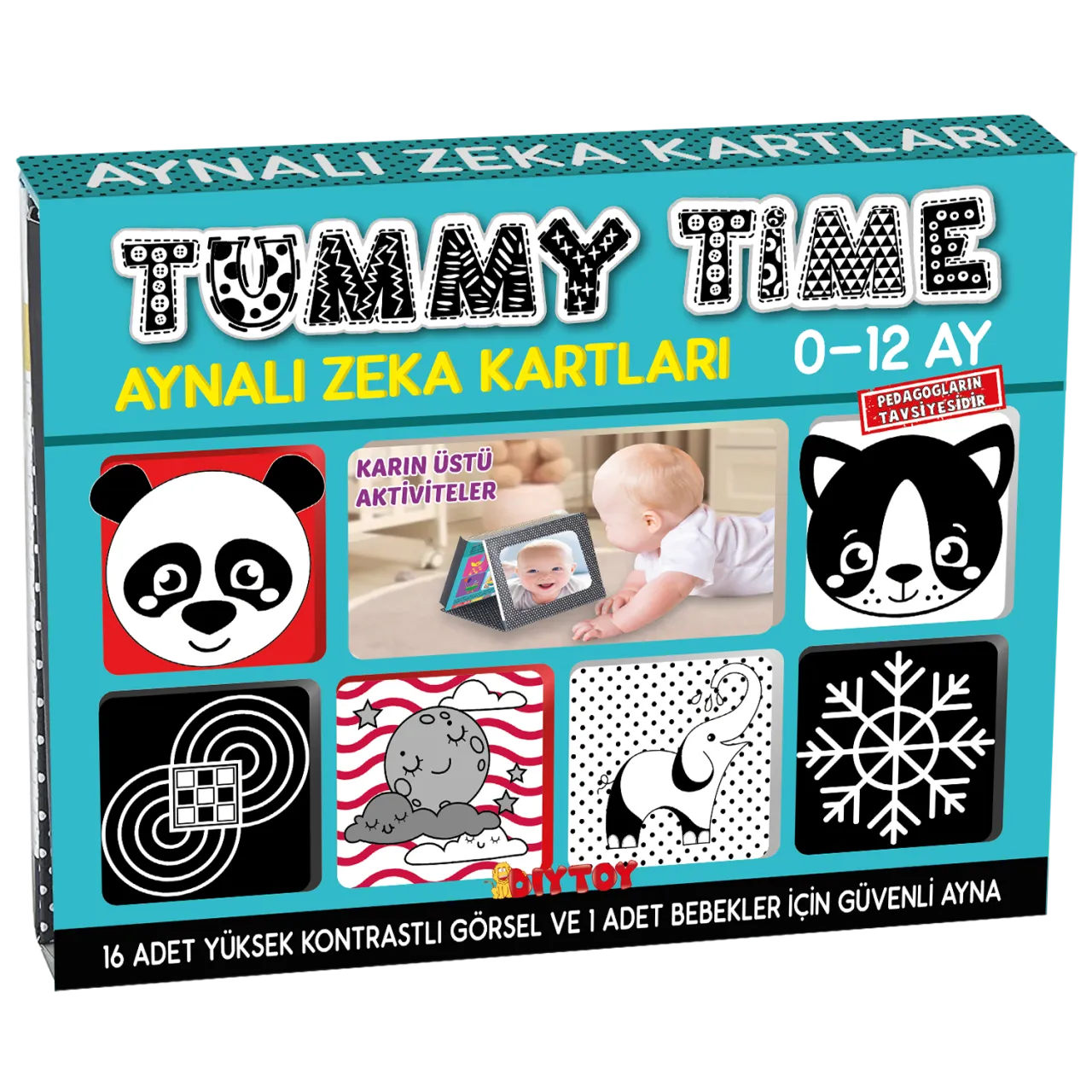 Diytoy Tummy Time Aynalı Karın Üstü Aktiviteler ve Zeka Kartları 0-12 Ay