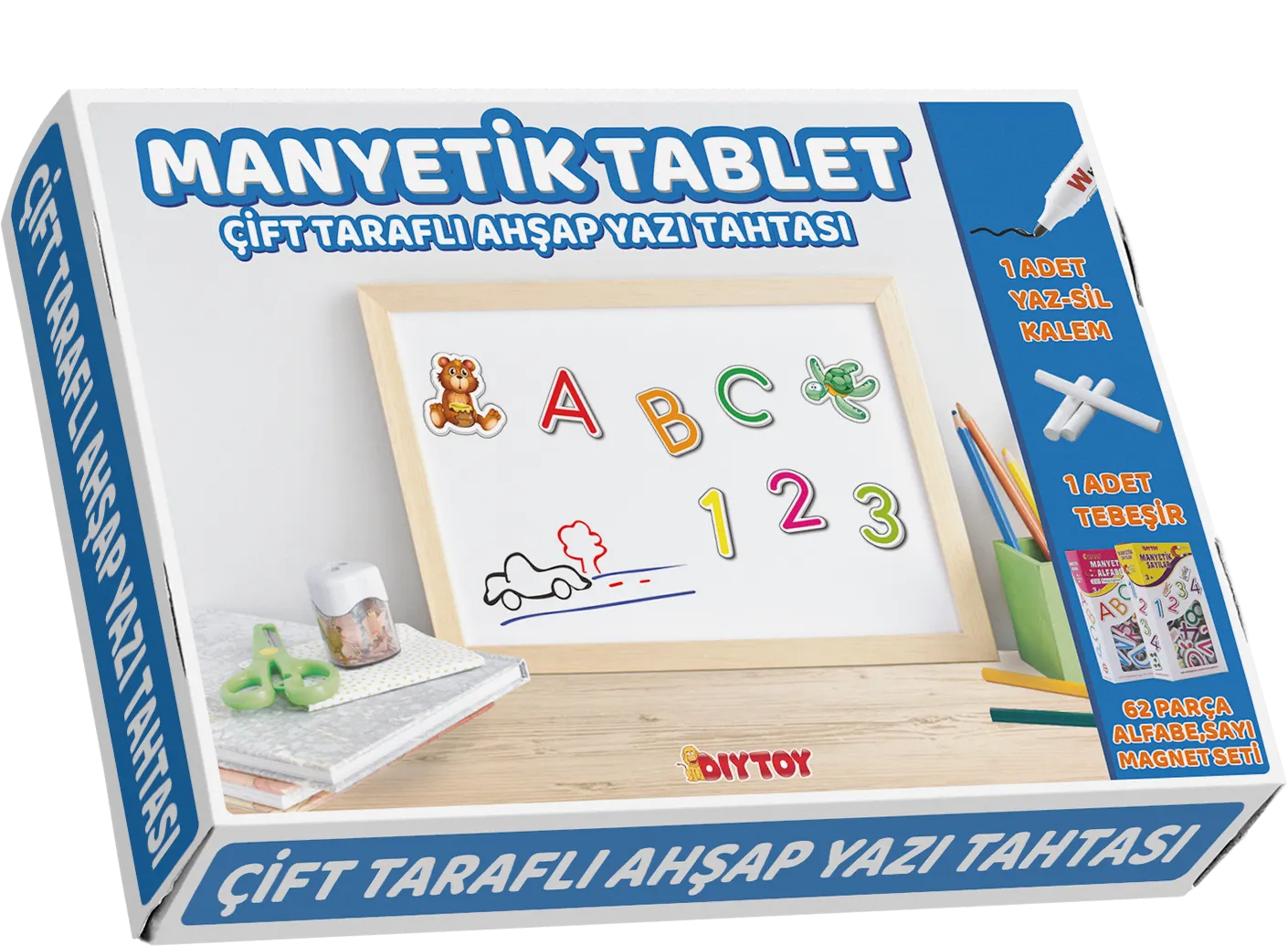 Diytoy Manyetik Tablet Çift Taraflı Ahşap Yazı Tahtası