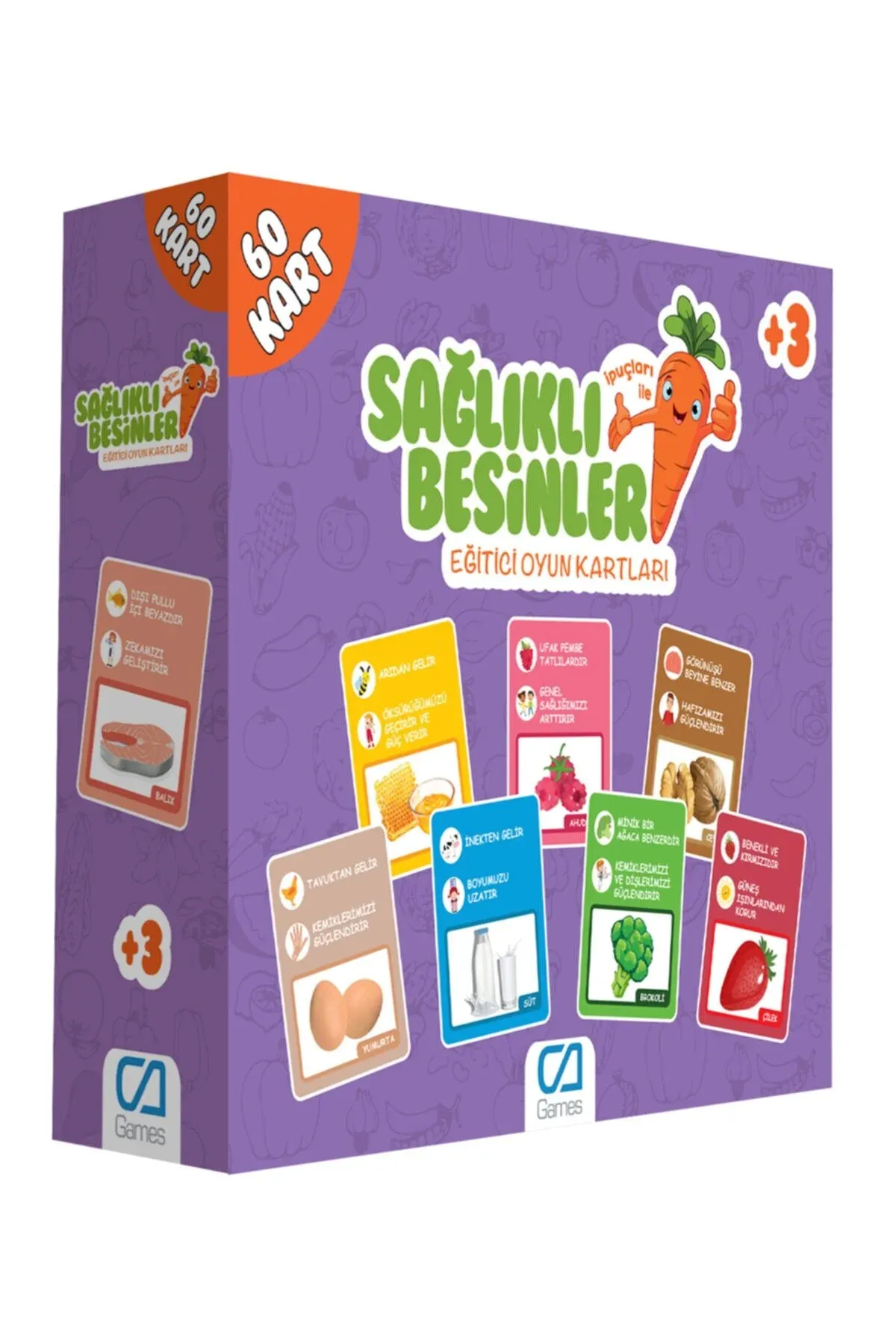 CA Games Sağlıklı Besinler Eğitici Oyun Kartları İpuçları ile 60 Kart