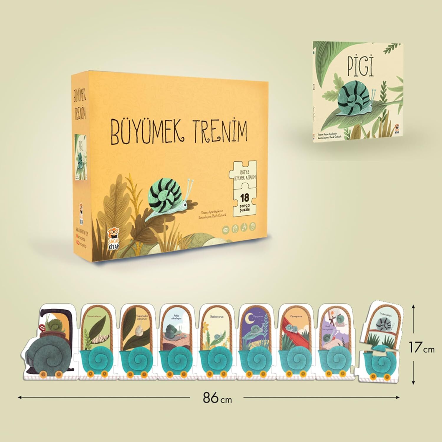 Pigi Büyümek Trenim - Pigiyle Büyümek Kitabım 18 Parça Puzzle