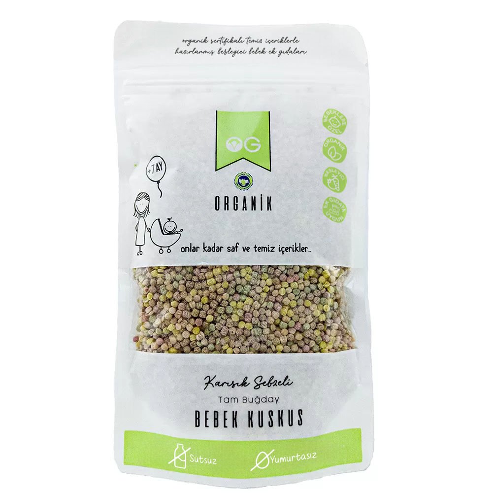 OG Natural Organik Karışık Sebzeli Tam Buğday Bebek Kuskus 250 Gr +7 Ay
