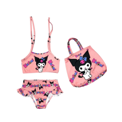 Karakterli Kız Çocuk Bebek Bikini ve Plaj Çantalı Mayo Takımı