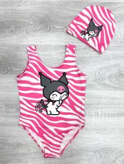 Kuromi Karakterli Boneli Kız Çocuk Bebek Mayo
